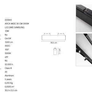 Modul LED pentru sina ARCA WIDE 30 CM 3000K 222943 64207 universul-luminii.ro