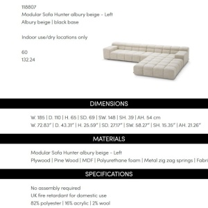 Modul stanga pentru canapeaua design LUX Hunter - Img 2