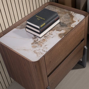 Noptiera 2 sertare deosebita design LUX Walnut-Marble - Img 5