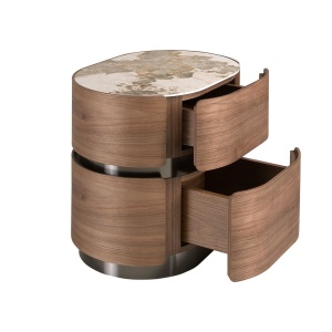 Noptiera cu sertare furnir de nuc cu blat marmura portelanata Walnut - Img 4