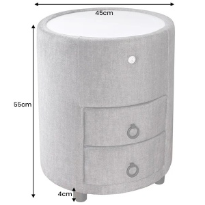 Noptiera rotunda cu iluminat LED SIGNUM 55cm catifea gri - Img 2