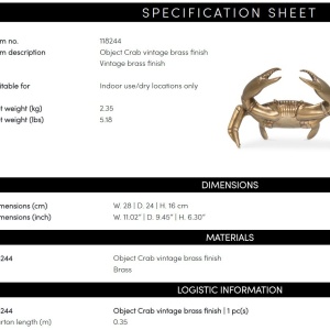 Obiect decorativ din alama masiva design LUX Crab - Img 7