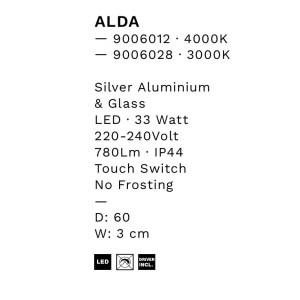 Oglinda baie cu iluminat LED IP44 Alda 60cm 3000K NVL-9006028 171447 universul-luminii.ro