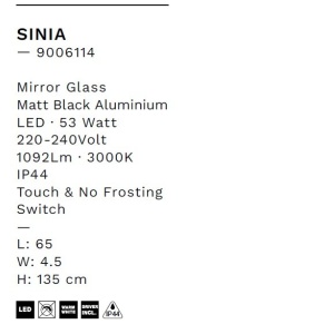 Oglinda cu iluminat LED pentru baie IP44 SINIA 65x135cm - Img 8