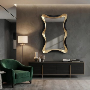 Oglinda de perete decorativa ALICE 120cm negru/ auriu - Img 2