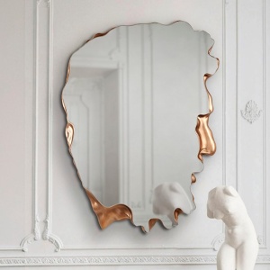 Oglinda de perete decorativa Face 106x140cm, bronz inchis