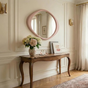 Oglinda de perete decorativa ORGANIC 90cm rosa - Img 3
