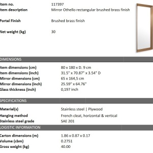 Oglinda decorativa design LUX Othello rectangular 80x180cm - Img 2
