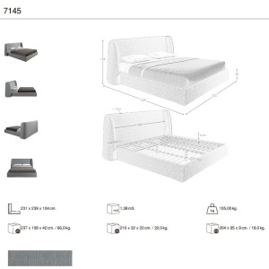 Pat dublu tapitat design LUX Dark grey, 180x200cm - Img 9