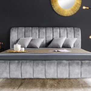 Pat elegant tapitat cu catifea gri, Amsterdam 160x200cm A-46163 VC - Img 7