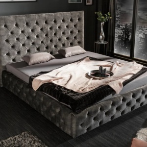 Pat elegant tapitat cu catifea gri olive, Paris 180x200cm A-6541076 VC - Img 6
