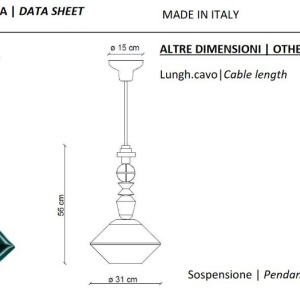 Pendul ceramic design italian realizat manual LARIAT H-56cm 125637 universul-luminii.ro