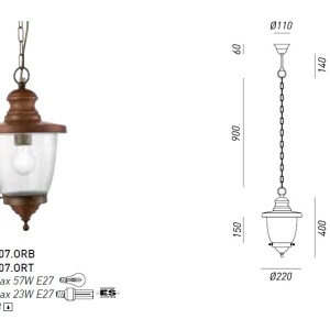 Pendul de exterior, diam.22cm, IP23, Venezia 248.07.OR 47467 universul-luminii.ro