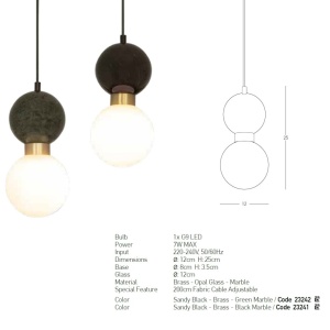 Pendul design decorativ modern MARBLE I verde 153647 universul-luminii.ro