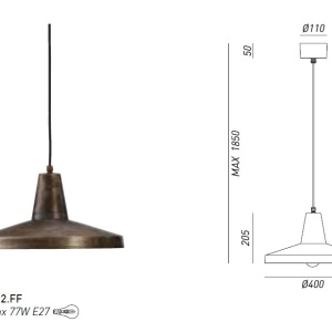 Pendul design minimalist Industrial Style, diam.40cm, Officina 268.02.FF 66117 universul-luminii.ro
