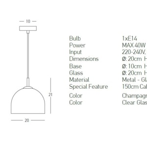 Pendul design modern Brin transparent - Img 3