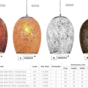 Pendul design modern Crackle alb mozaic 8069WH SRT - Img 6