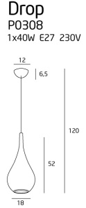 Pendul design modern scandinav 18cm DROP auriu lucios P0308 MX - Img 2