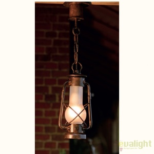 Pendul design rustic iluminat exterior din fier forjat, HL 2587-A