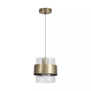 Pendul din metal alama antic si sticla canelata Royal - Img 2