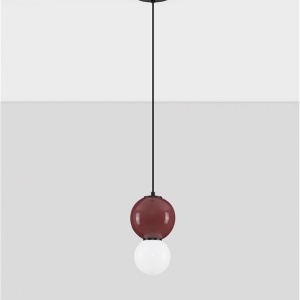 Pendul LED decorativ portelan bordeaux, sticla alb, NOESIS 244997 universul-luminii.ro