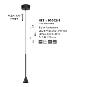 Pendul LED design minimalist NET negru - Img 3