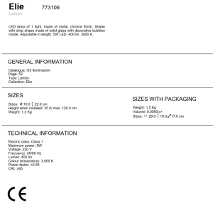 Pendul LED design modern 10cm Elie crom SV-773106 - Img 2