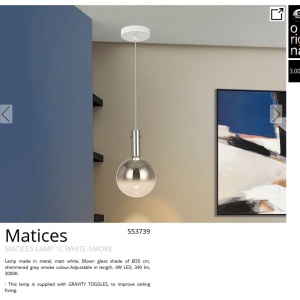 Pendul LED design modern Matices alb/fumuriu - Img 4