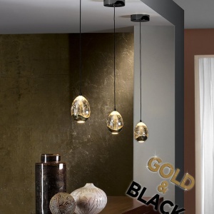 Pendul LED design modern Rocio negru/auriu - Img 3