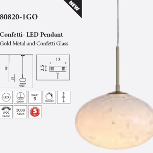 Pendul LED metal auriu sticla decorativa Confetti 623167 universul-luminii.ro