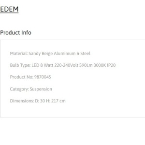 Pendul LED stil minimalist EDEM bej - Img 3