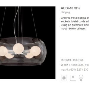 Pendul modern diametru 48,5cm AUDI-10 SP5 TRASPARENTE 016863 - Img 5