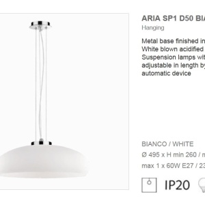 Pendul modern diametru 50cm ARIA SP1 D50 BIANCO 059679 173517 universul-luminii.ro