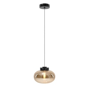 Pendul modern din sticla si marmura MOONSTONE chihlimbar, negru