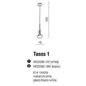 Pendul modern Tasos 1 white 55897 universul-luminii.ro