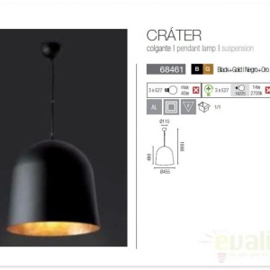 Pendul negru interior auriu diam. 45,5cm Crater 68461 48407 universul-luminii.ro
