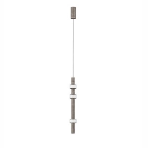 Pendul tub subtire aluminiu gri inchis si alabastru LED MARLOW