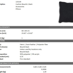 Perna decorativa LUX 60x60cm, Bouclé Black L 115145 HZ - Img 3