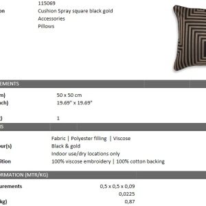 Perna decorativa LUX Spray 50x50cm, negru/ auriu 115069 HZ - Img 4