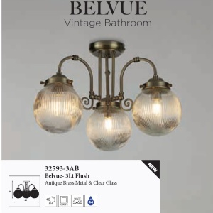 Plafoniera baie vintage metal alama antique IP44 Belvue 3L 630337 universul-luminii.ro