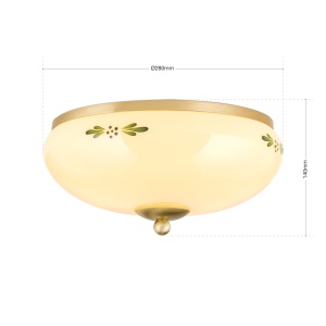 Plafoniera clasica Landhaus 28cm alama satin/ sticla champagne decor verde 200117 universul-luminii.ro