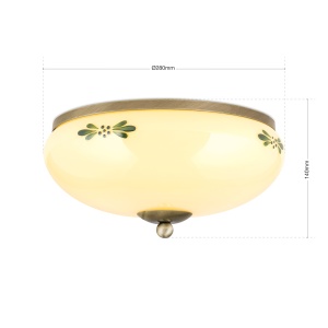 Plafoniera clasica Landhaus 28cm alama satin/ sticla champagne decor verde 200157 universul-luminii.ro