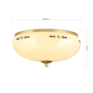 Plafoniera clasica Landhaus 35cm alama satin/ sticla champagne decor verde 200127 universul-luminii.ro