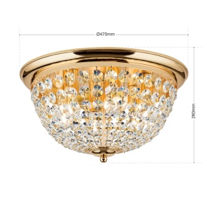 Plafoniera cristal Asfour design elegant lux PLAFOND D-47cm aurie 234807 universul-luminii.ro