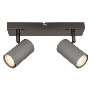 Plafoniera cu 2 spoturi directionabile metal negru gri ROBBY 249377 universul-luminii.ro