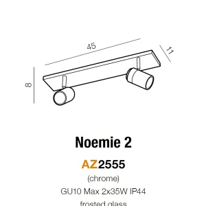 Plafoniera cu 2 Spoturi directionabile pentru baie NOEMIE 71297 universul-luminii.ro