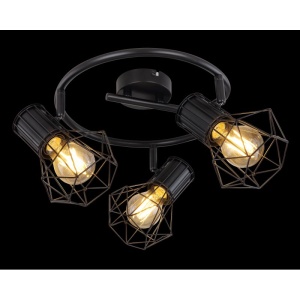 Plafoniera cu 3 spoturi design industrial PRISKA negru 114197 universul-luminii.ro