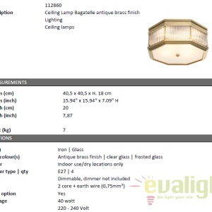 Plafoniera design LUX Bagatelle alama finisaj antic 112860 HZ 69847 universul-luminii.ro