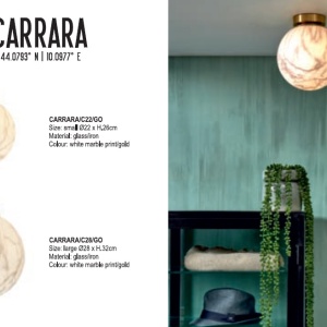 Plafoniera din sticla cu aspect de marmura Carrara 22cm 200647 universul-luminii.ro