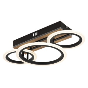 Plafoniera LED CCT BLEVINS riflaj MDF cu efect de lemn
